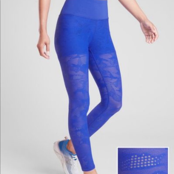 Athleta Pants - Athleta yoga pants blue laser cut size medium